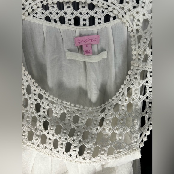 Women’s Lilly Pulitzer White Sleeveless Cotton Blend Midi Dress Designer Size 8 - Picture 3 of 4